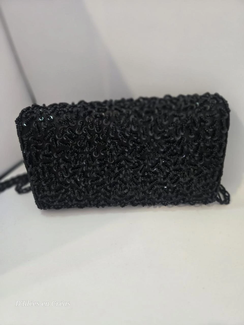 Bolso de fiesta negro perlado vintage – Bolso bandolera con cuentas – photo 3